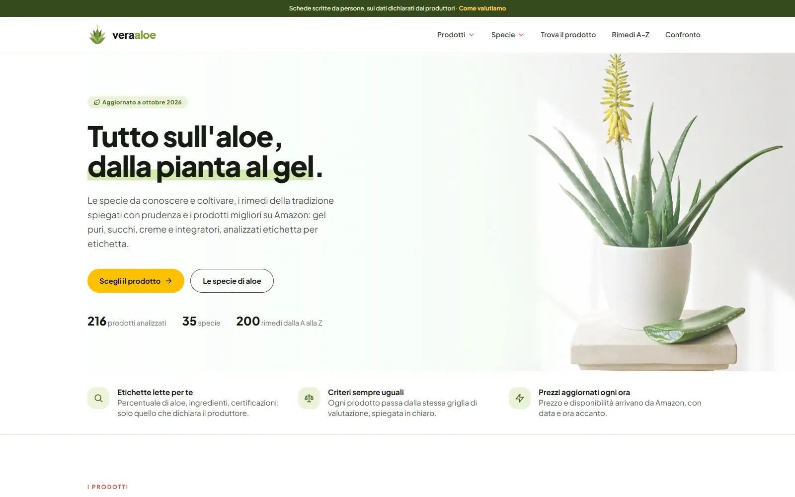 Screenshot del sito Vera Aloe